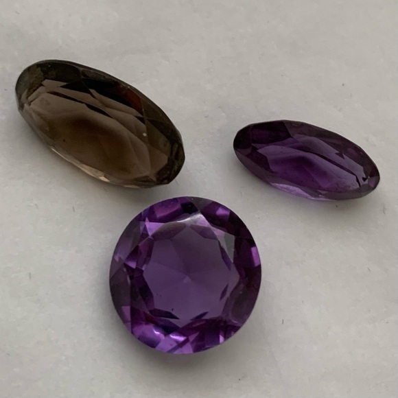 FIVE VTG 4 Gem Stones (Amethyst & Brown Topaz) Plus one Agate gem Horn (5 total) - Picture 9 of 15